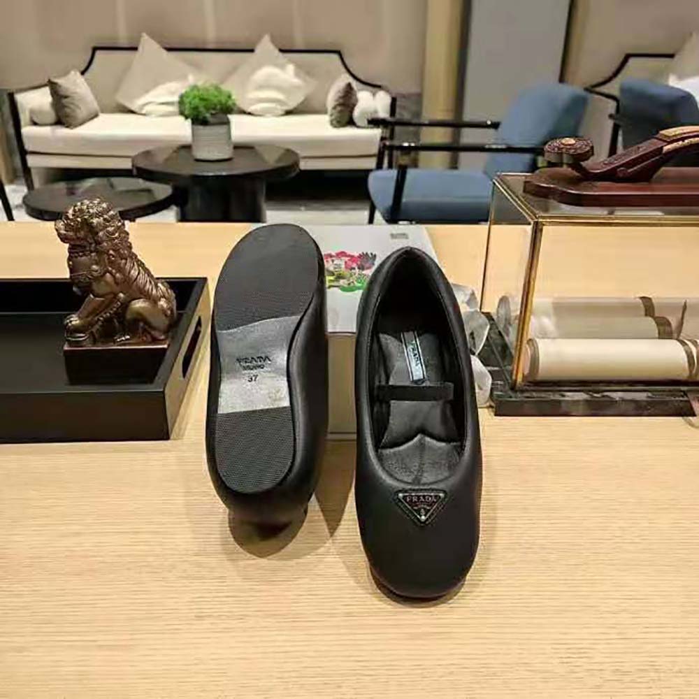 Prada Women Soft Padded Nappa Leather Ballerinas-Black - image 10