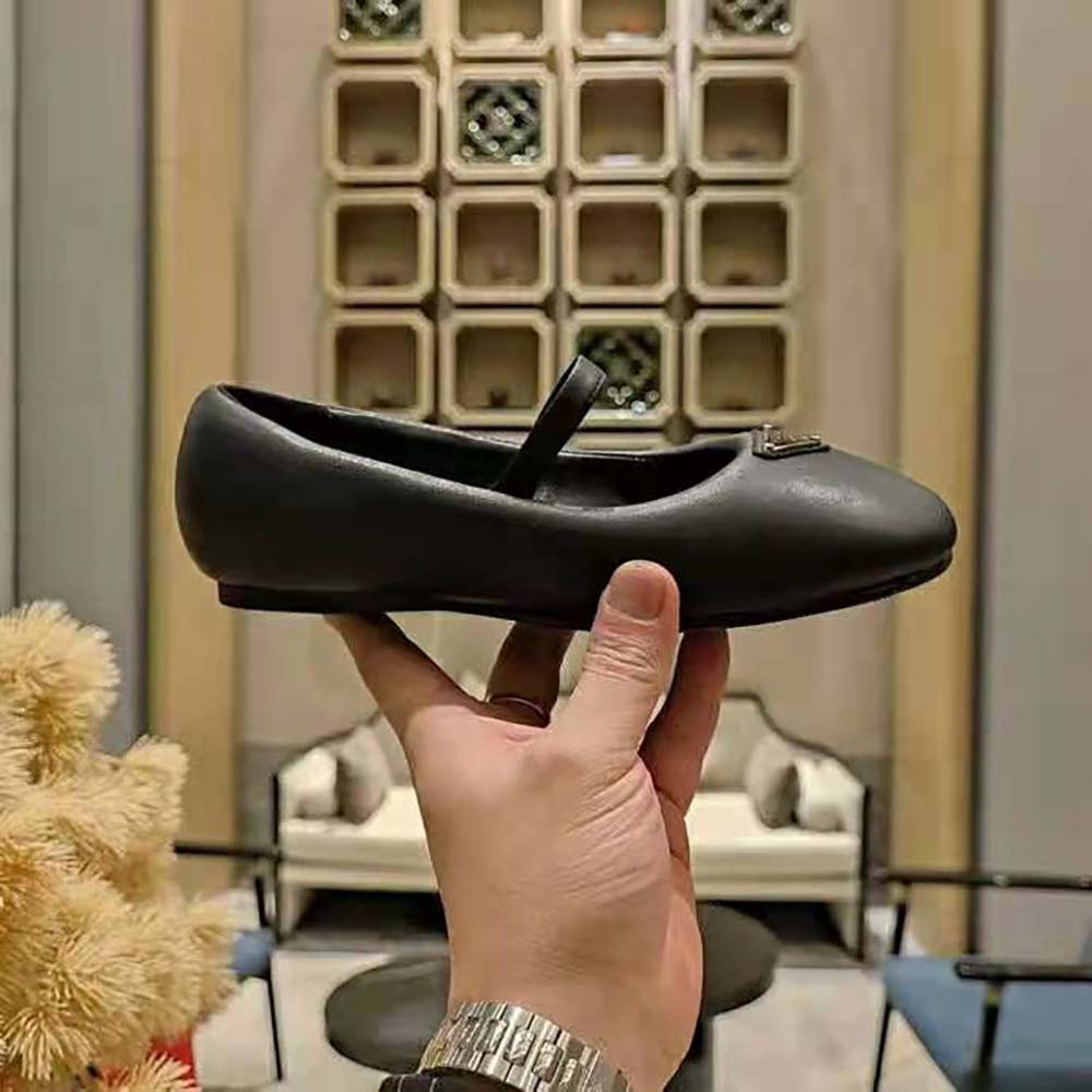 Prada Women Soft Padded Nappa Leather Ballerinas-Black - image 9