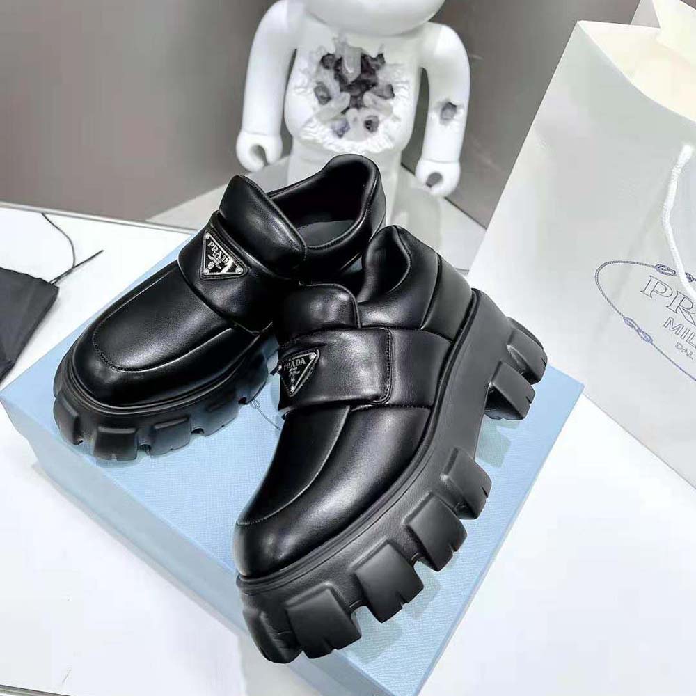 Prada Women Soft Padded Nappa Leather Loafers-Black - image 4