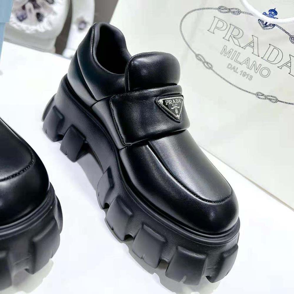 Prada Women Soft Padded Nappa Leather Loafers-Black - image 9
