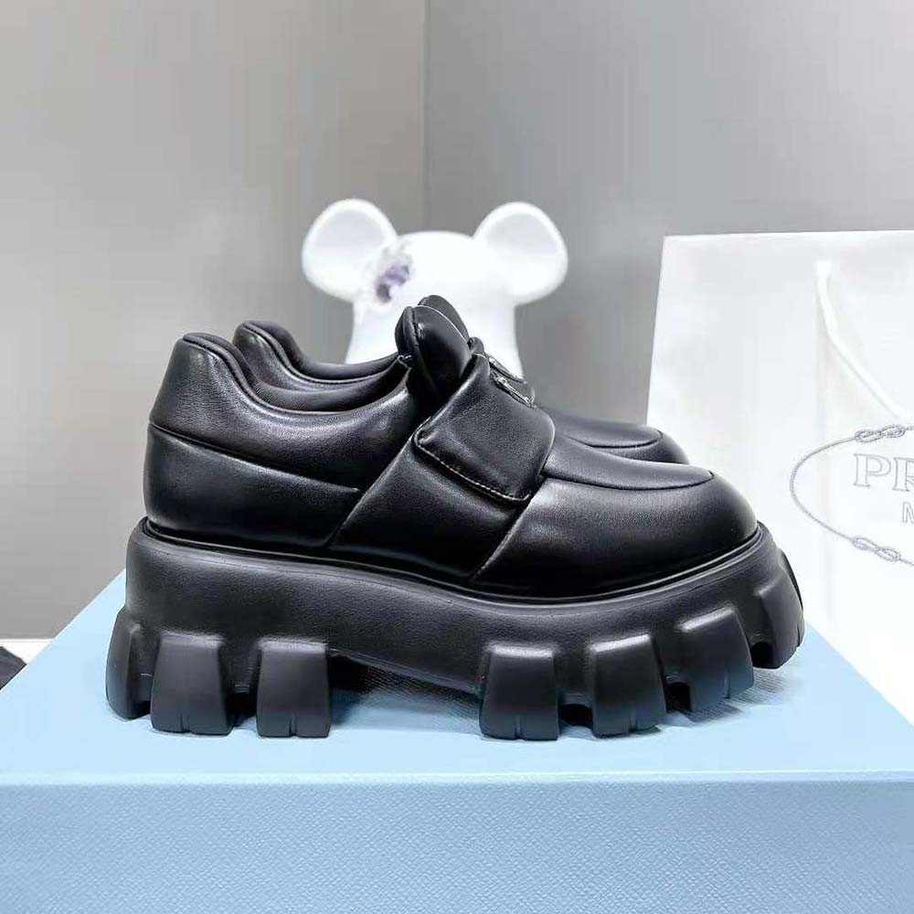 Prada Women Soft Padded Nappa Leather Loafers-Black - image 5