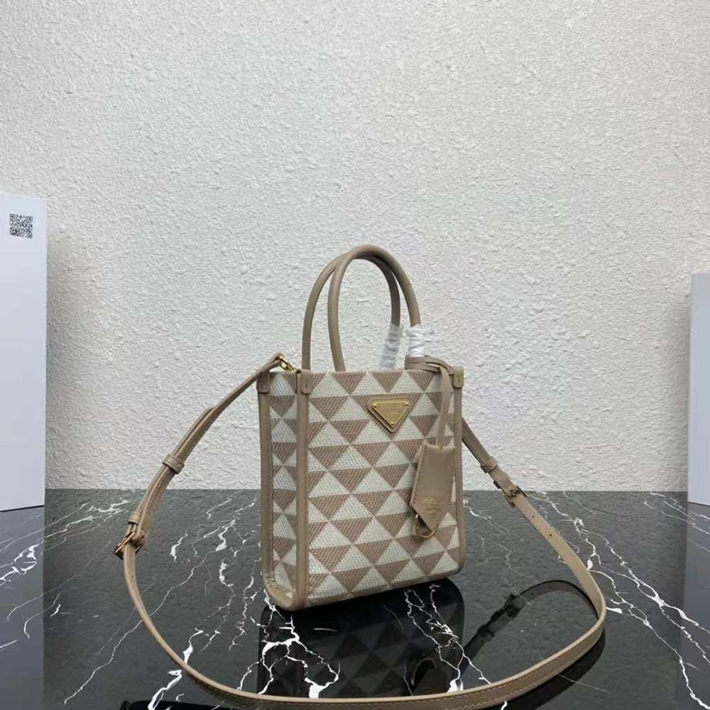 Prada Women Symbole Embroidered Fabric Mini Bag-Beige - image 4