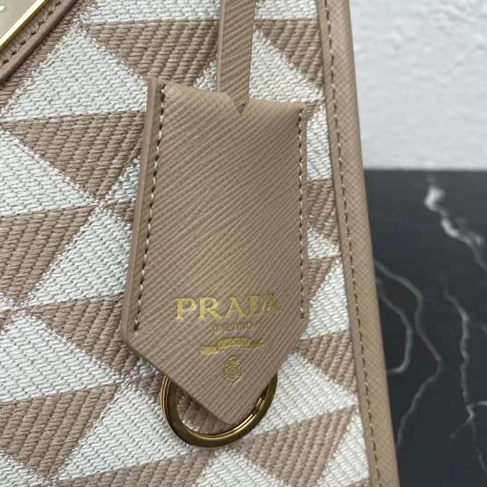 Prada Women Symbole Embroidered Fabric Mini Bag-Beige - image 9