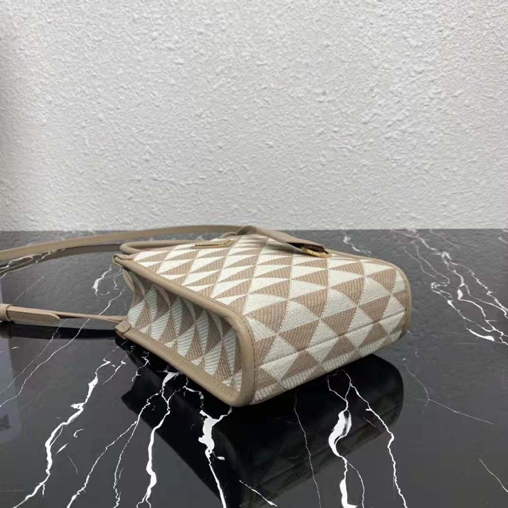 Prada Women Symbole Embroidered Fabric Mini Bag-Beige - image 5