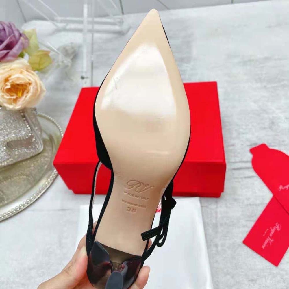 Roger Vivier Women I Love Vivier Bow String Mules in Suede-Black - image 10