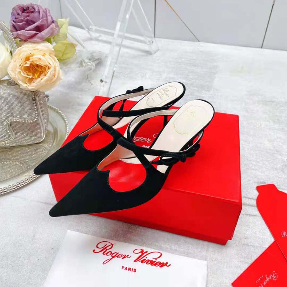 Roger Vivier Women I Love Vivier Bow String Mules in Suede-Black - image 4