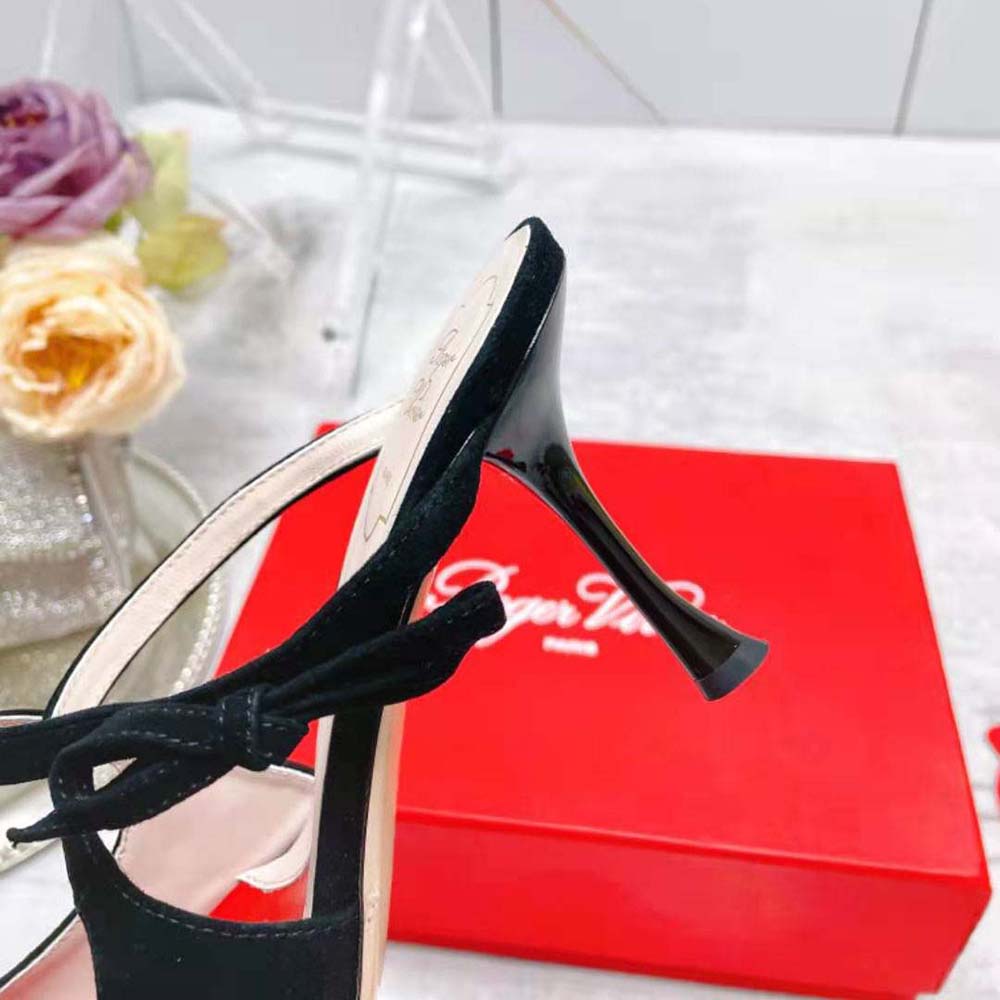 Roger Vivier Women I Love Vivier Bow String Mules in Suede-Black - image 9