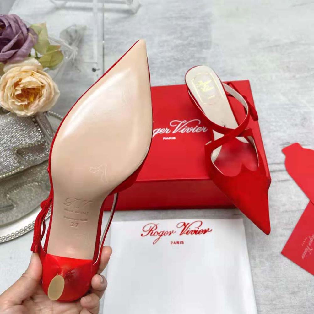 Roger Vivier Women I Love Vivier Bow String Mules in Suede-Red - image 10