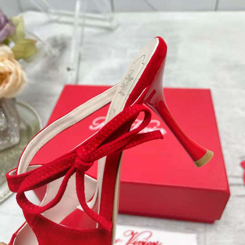 Roger Vivier Women I Love Vivier Bow String Mules in Suede-Red - image 9
