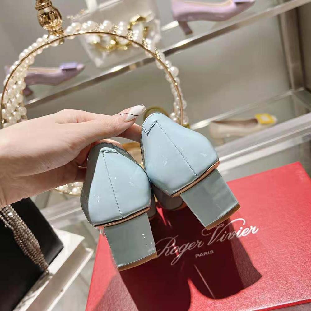 Roger Vivier Women Patent Leather Belle Vivier Pumps-Aqua - image 10