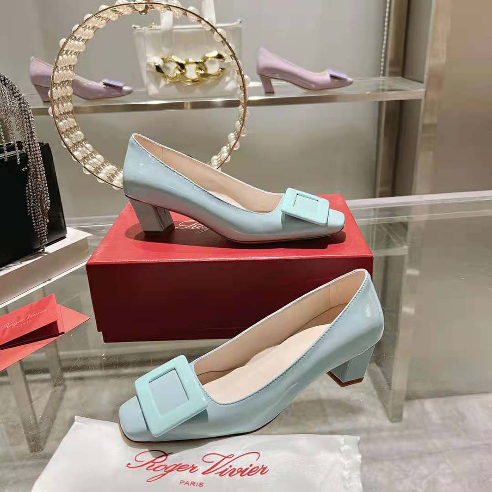 Roger Vivier Women Patent Leather Belle Vivier Pumps-Aqua - image 7