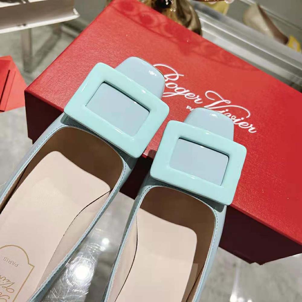 Roger Vivier Women Patent Leather Belle Vivier Pumps-Aqua - image 8