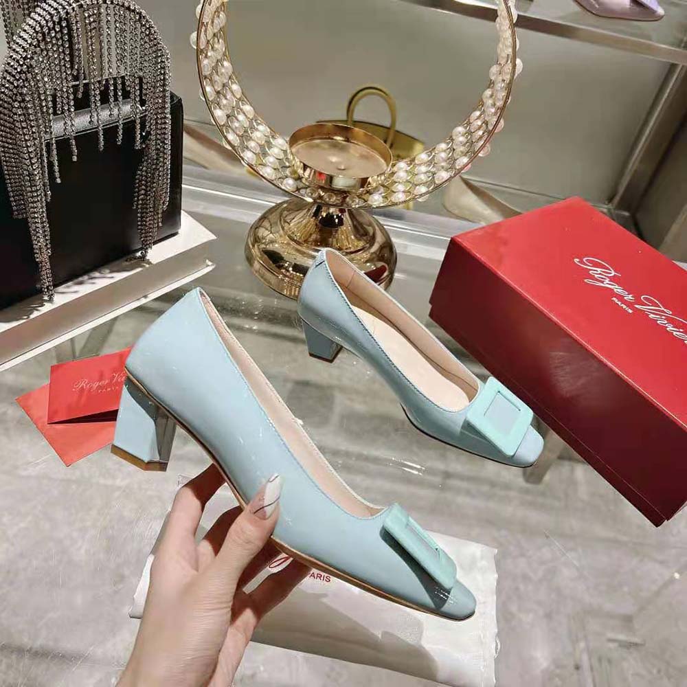 Roger Vivier Women Patent Leather Belle Vivier Pumps-Aqua - image 6