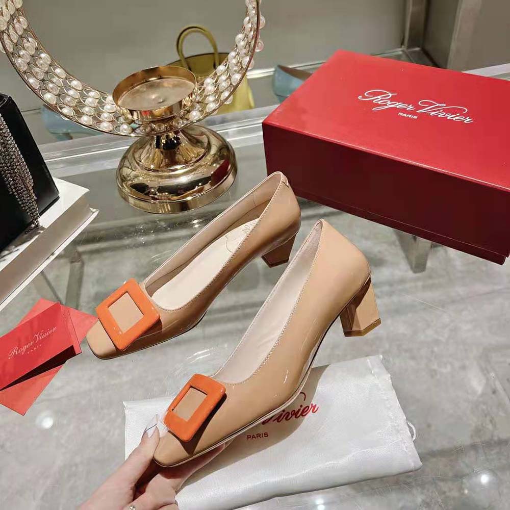 Roger Vivier Women Patent Leather Belle Vivier Pumps-Orange - image 6