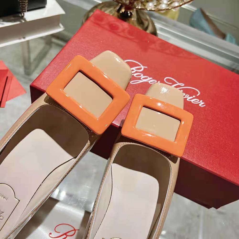 Roger Vivier Women Patent Leather Belle Vivier Pumps-Orange - image 8