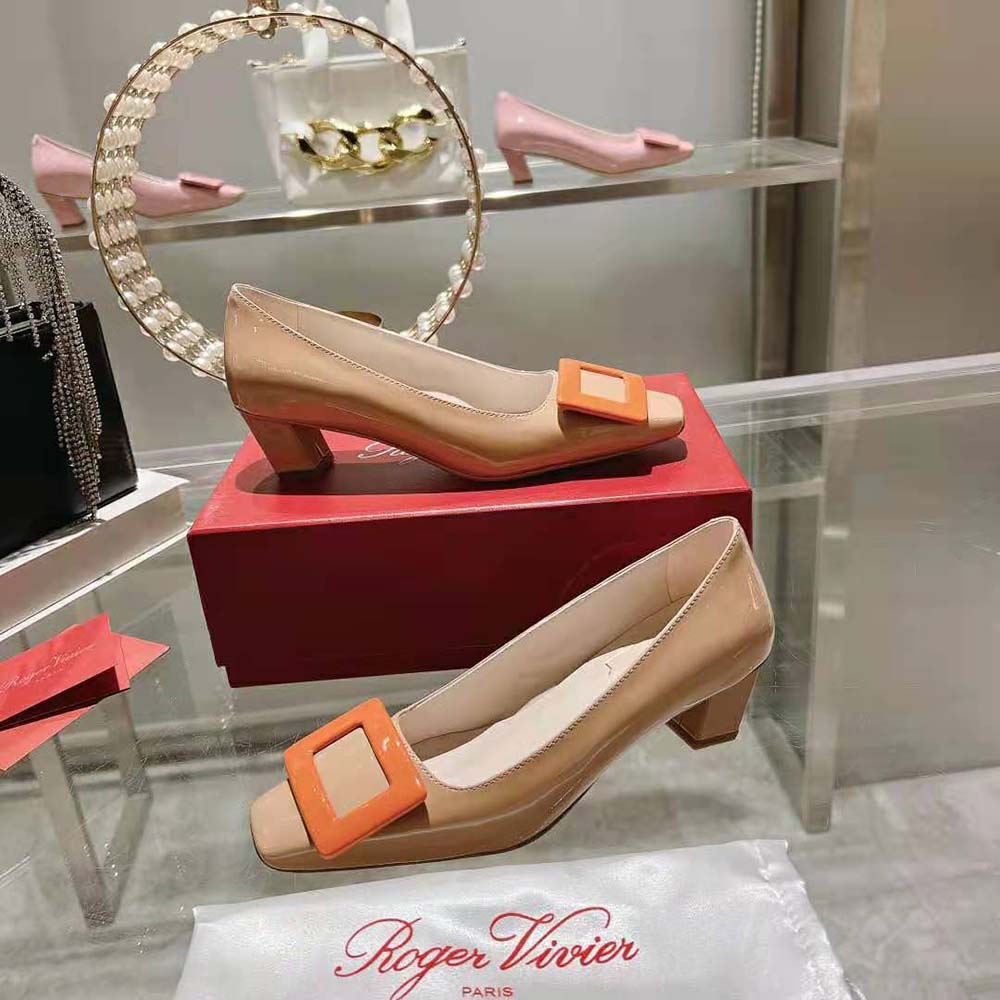 Roger Vivier Women Patent Leather Belle Vivier Pumps-Orange - image 4