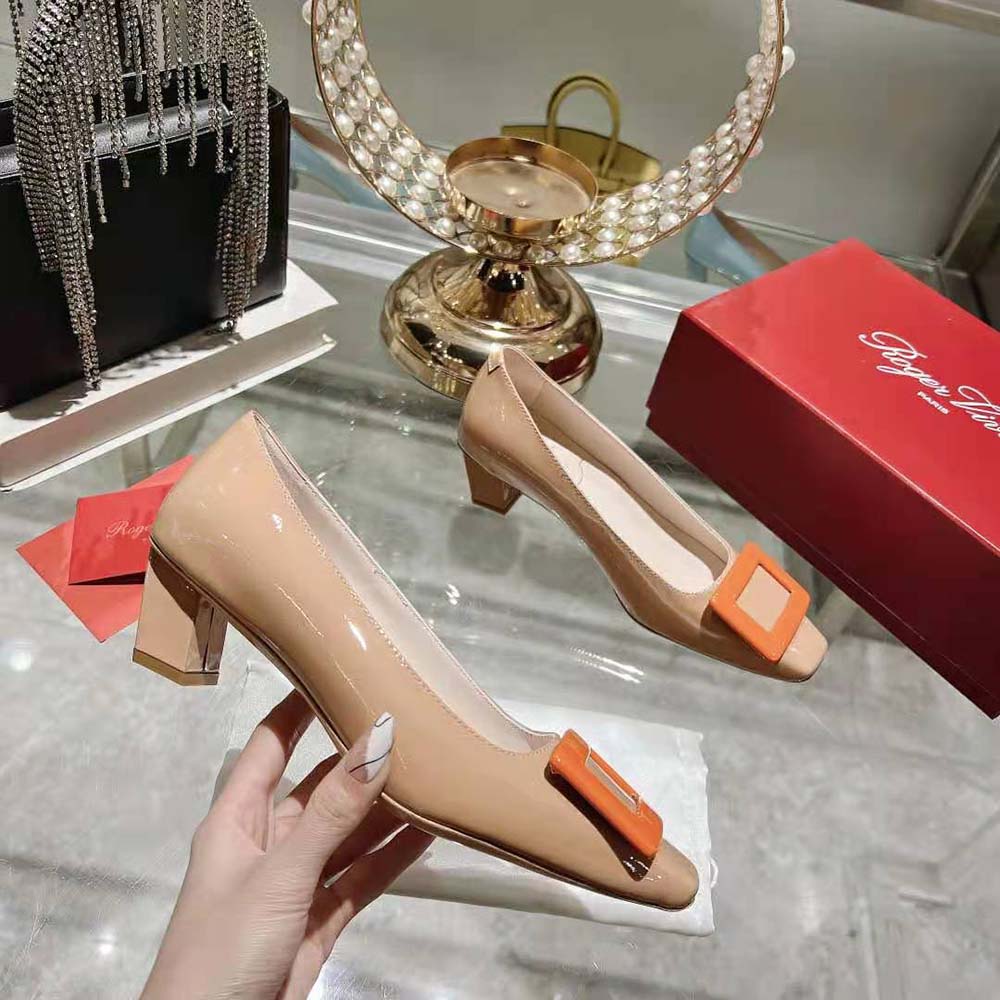 Roger Vivier Women Patent Leather Belle Vivier Pumps-Orange - image 5