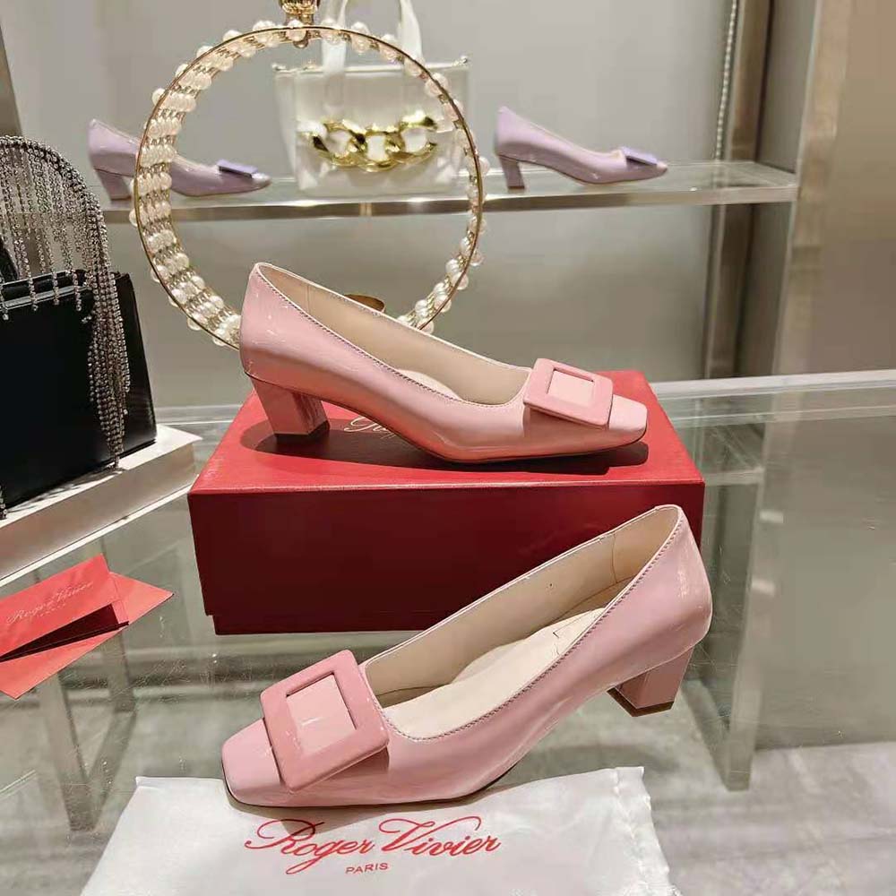 Roger Vivier Women Patent Leather Belle Vivier Pumps-Pink - image 5