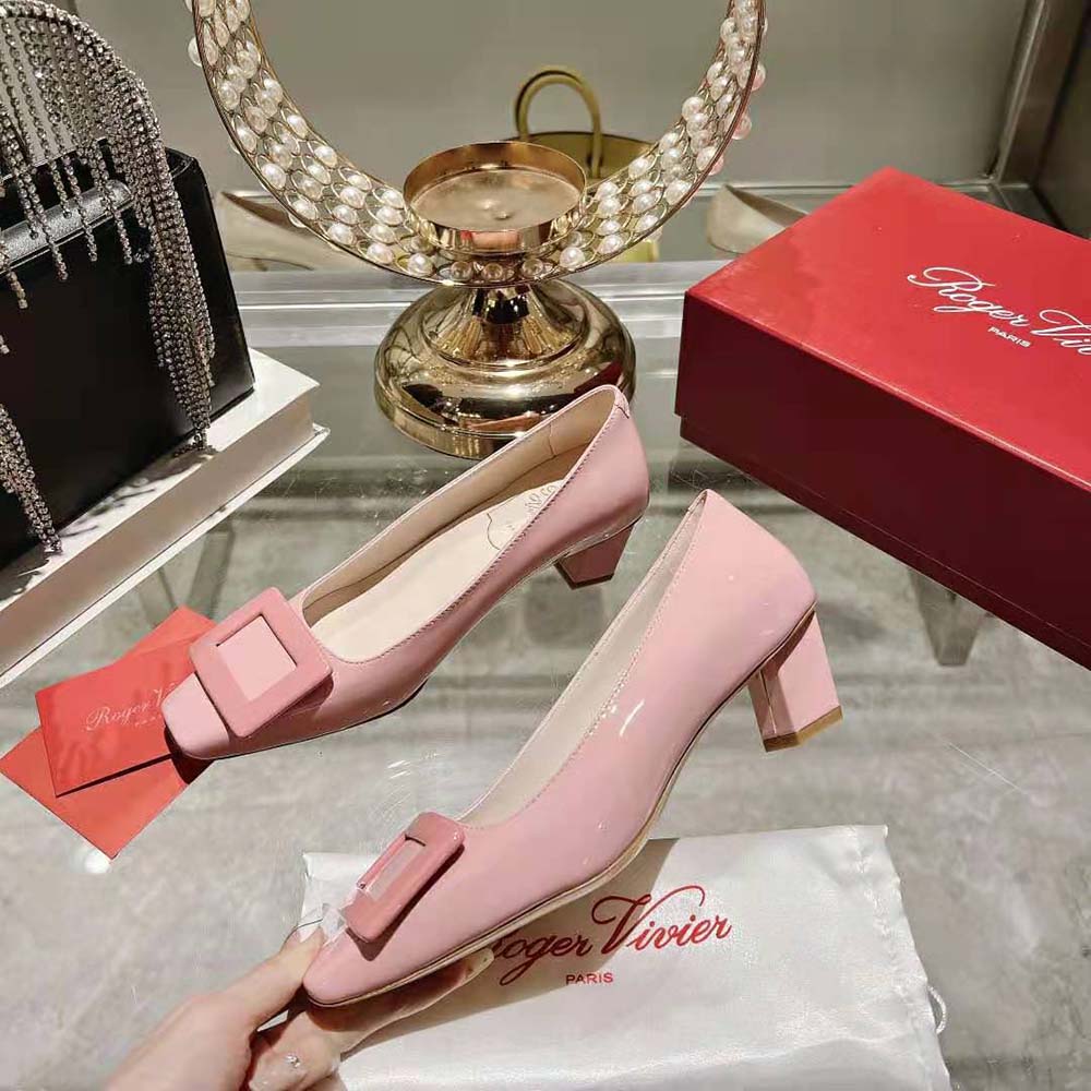 Roger Vivier Women Patent Leather Belle Vivier Pumps-Pink - image 4