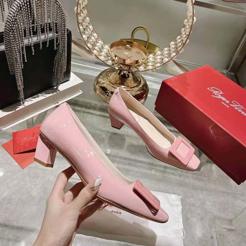 Roger Vivier Women Patent Leather Belle Vivier Pumps-Pink - image 6