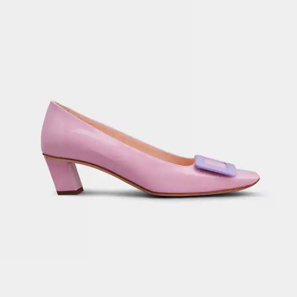 Side angle of Roger Vivier Women Patent Leather Belle Vivier Pumps-Purple