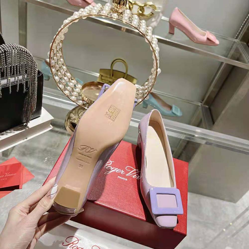 Roger Vivier Women Patent Leather Belle Vivier Pumps-Purple - image 10