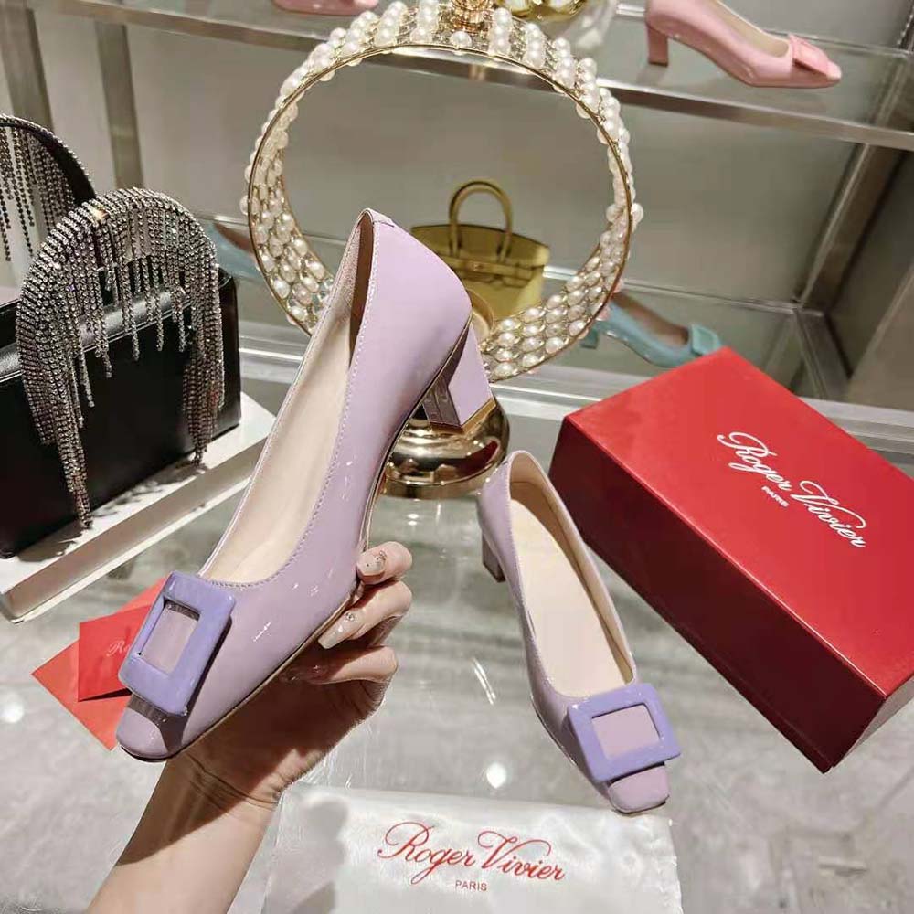 Roger Vivier Women Patent Leather Belle Vivier Pumps-Purple - image 5