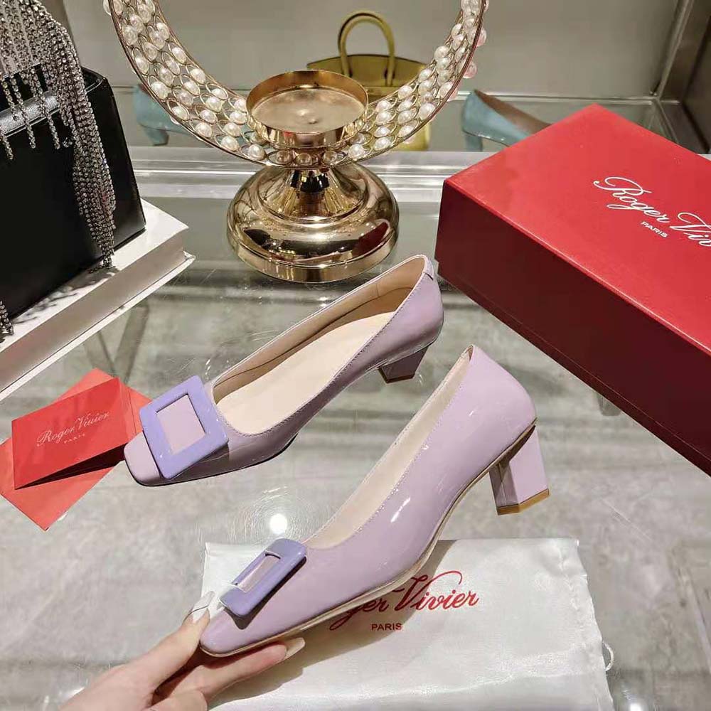 Roger Vivier Women Patent Leather Belle Vivier Pumps-Purple - image 6