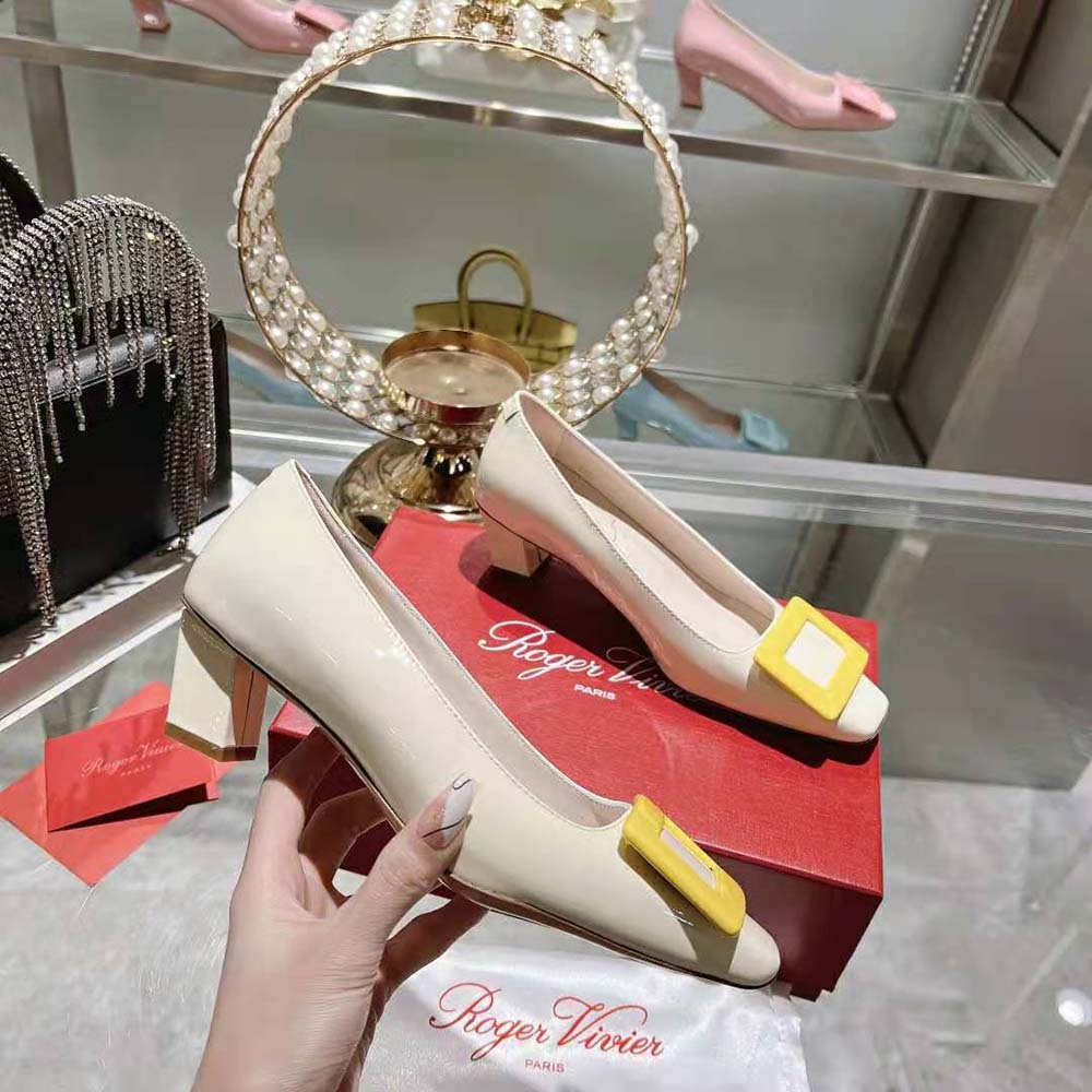 Roger Vivier Women Patent Leather Belle Vivier Pumps-White - image 7