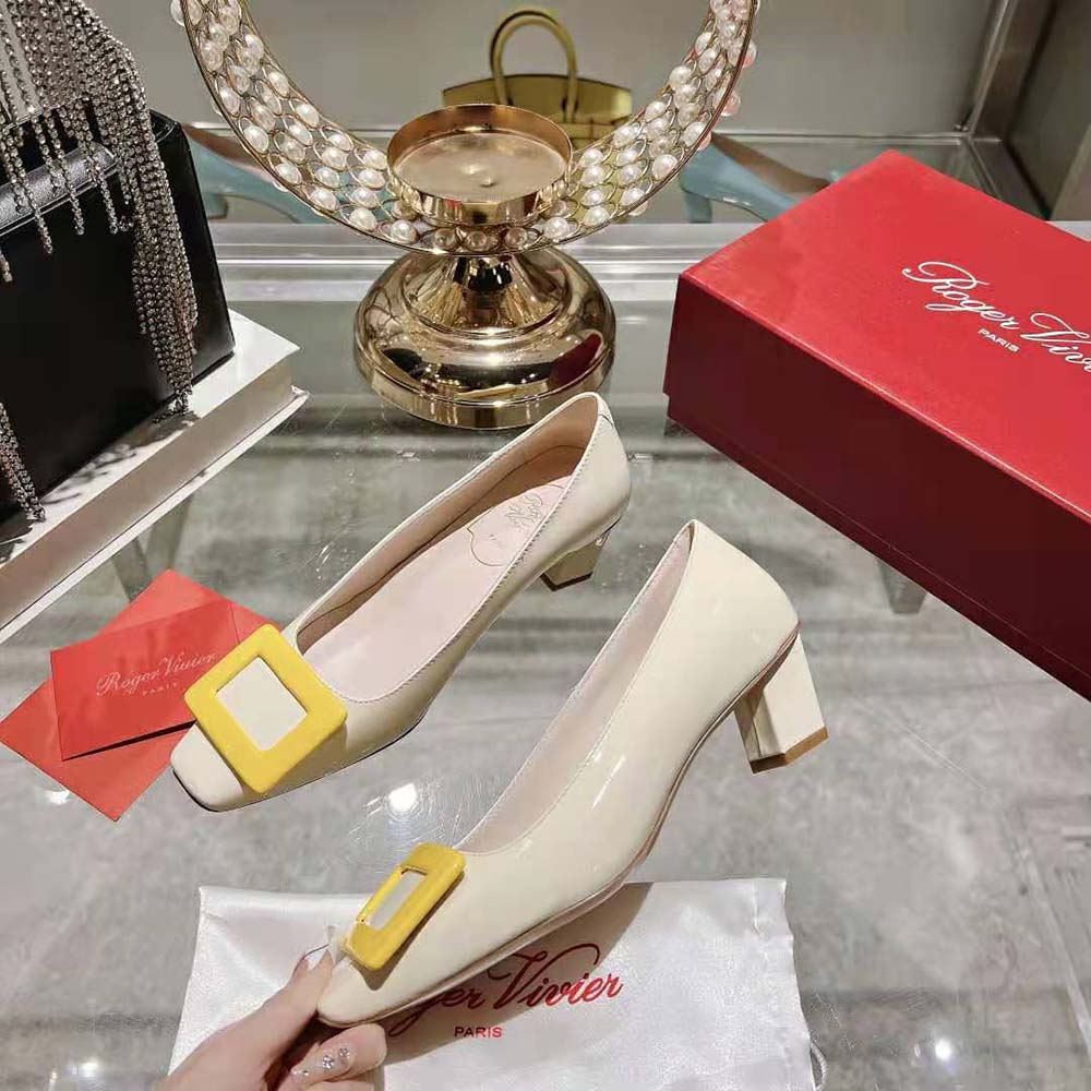 Roger Vivier Women Patent Leather Belle Vivier Pumps-White - image 6