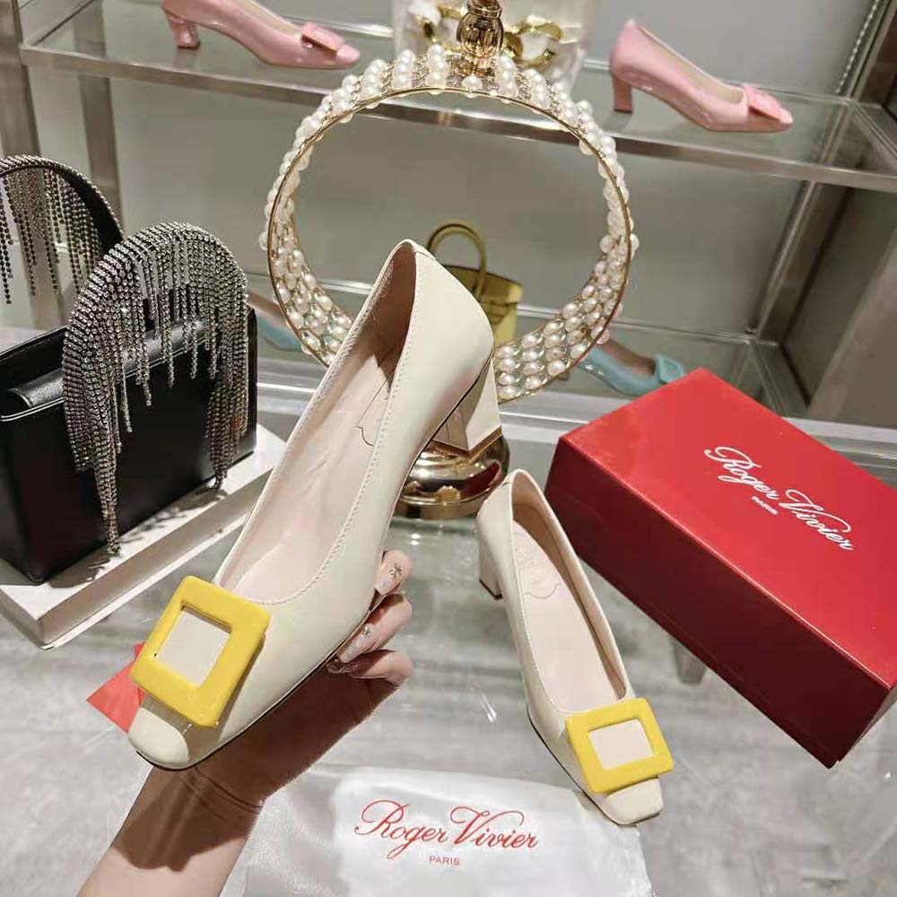 Roger Vivier Women Patent Leather Belle Vivier Pumps-White - image 5
