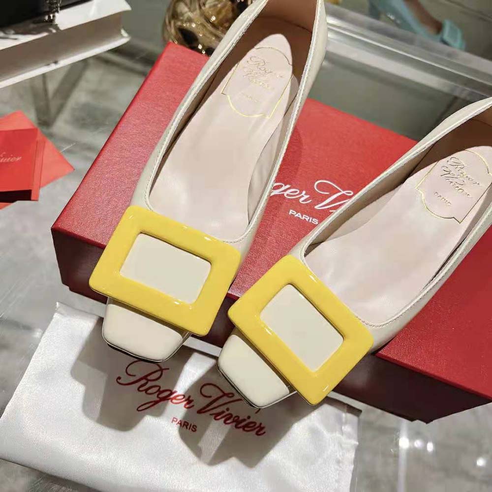 Roger Vivier Women Patent Leather Belle Vivier Pumps-White - image 8