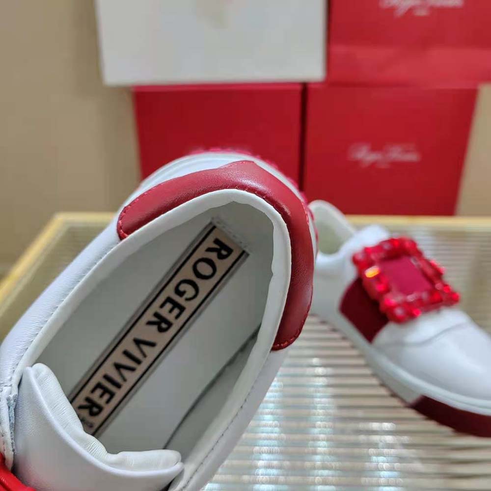 Roger Vivier Women Very Vivier Strass Buckle Sneakers in Leather-Red - image 7