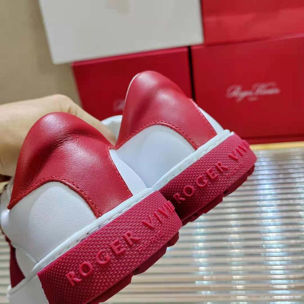 Roger Vivier Women Very Vivier Strass Buckle Sneakers in Leather-Red - image 8