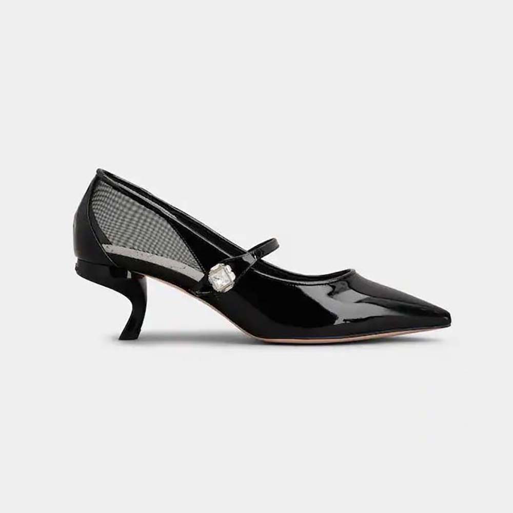 Side profile of Roger Vivier Women Virgule Babies Pumps in Patent Leather-Black