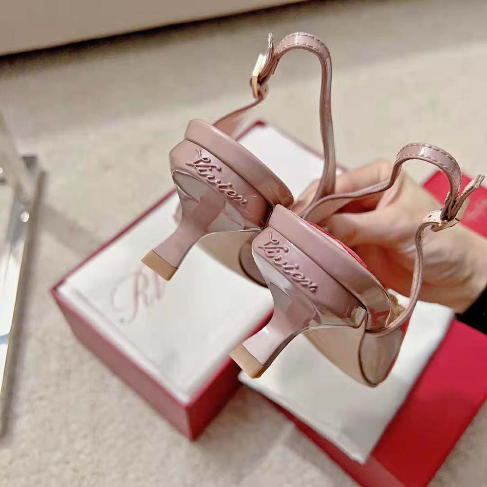 Roger Vivier Women Virgule Strass Buckle Slingback Pumps in Patent Leather - image 10