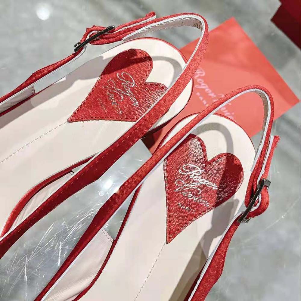 Roger Vivier Women Virgule Strass Buckle Slingback Pumps in Satin-Red - image 10
