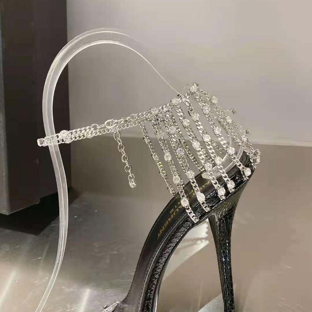 Saint Laurent YSL Women Alex Chain Sandals in Lacquered Ayers - image 9