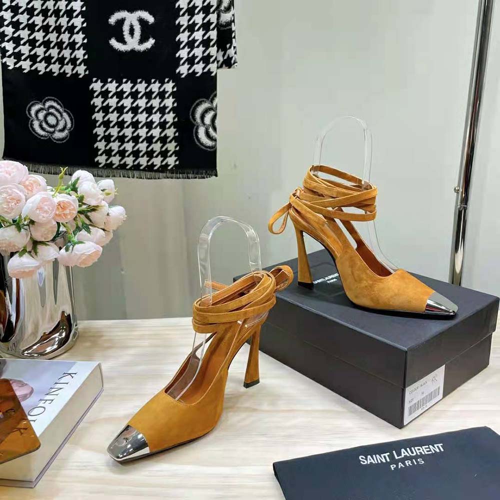 Saint Laurent YSL Women Blade Slingback Pumps in Suede-Brown - image 6