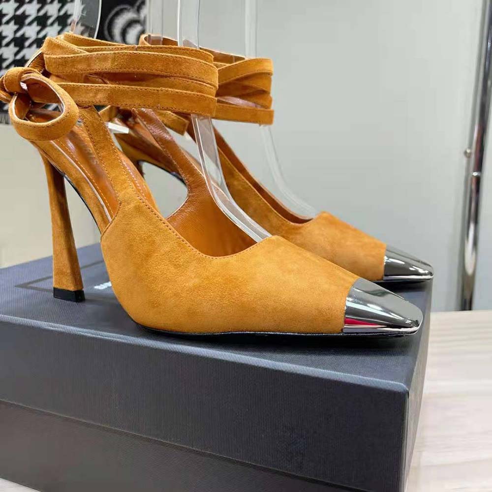 Saint Laurent YSL Women Blade Slingback Pumps in Suede-Brown - image 9