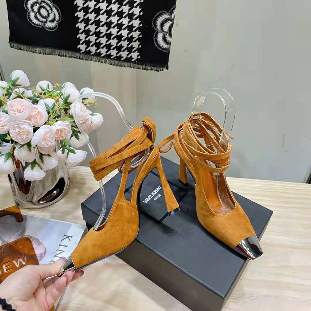 Saint Laurent YSL Women Blade Slingback Pumps in Suede-Brown - image 7