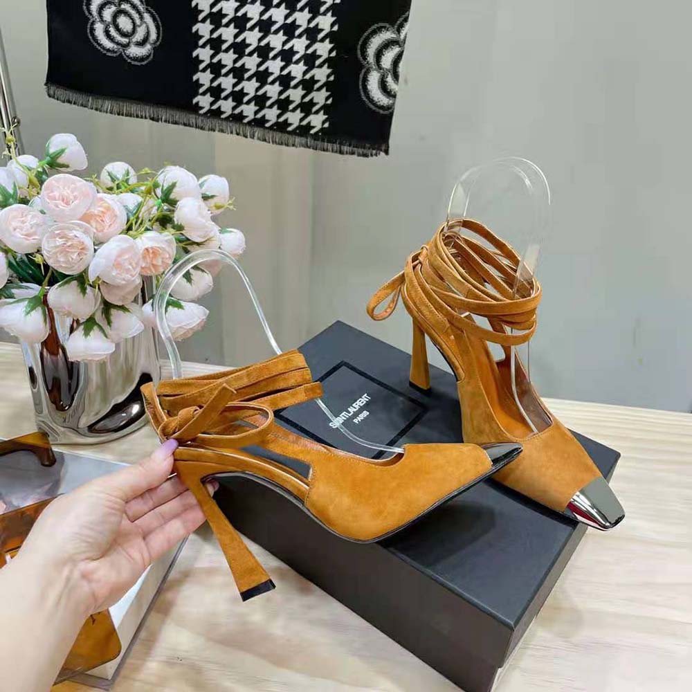 Saint Laurent YSL Women Blade Slingback Pumps in Suede-Brown - image 8
