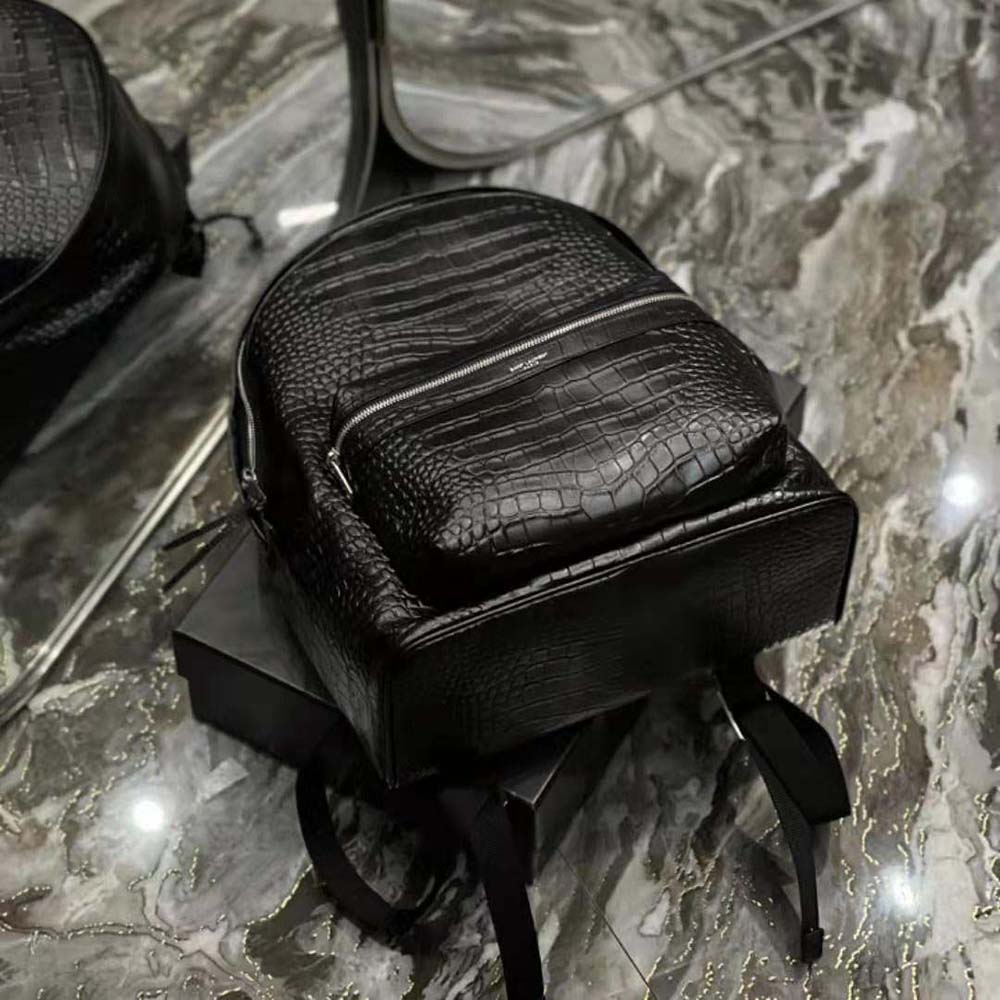 Saint Laurent YSL Women City Backpack in Crocodile-Embossed Leather - image 6