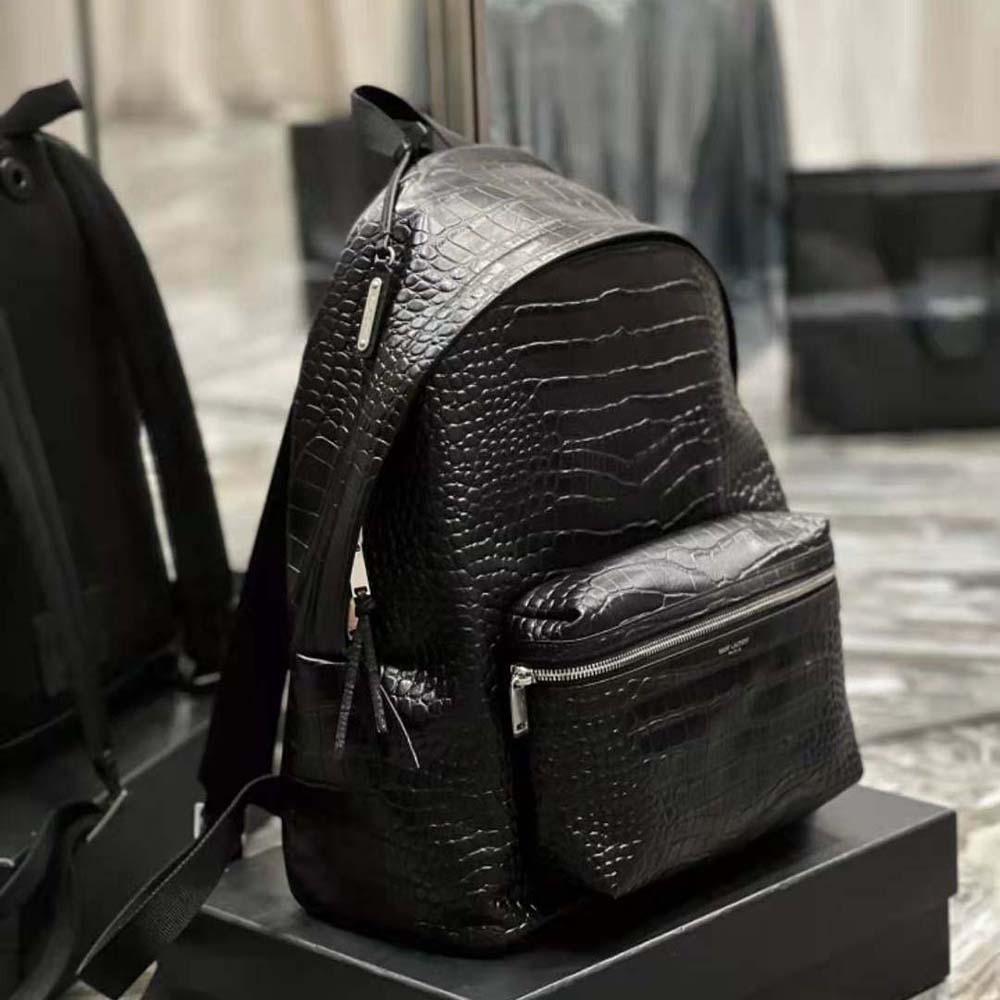 Saint Laurent YSL Women City Backpack in Crocodile-Embossed Leather - image 4
