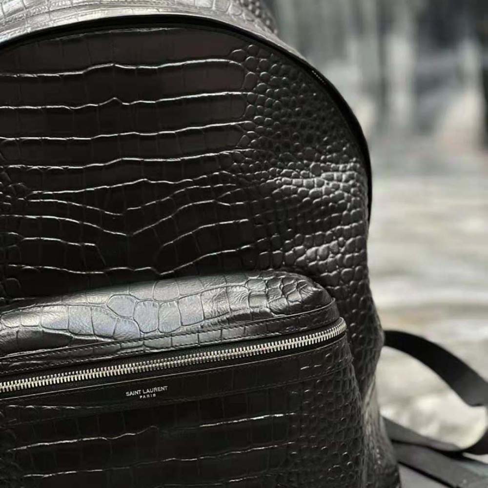 Saint Laurent YSL Women City Backpack in Crocodile-Embossed Leather - image 9