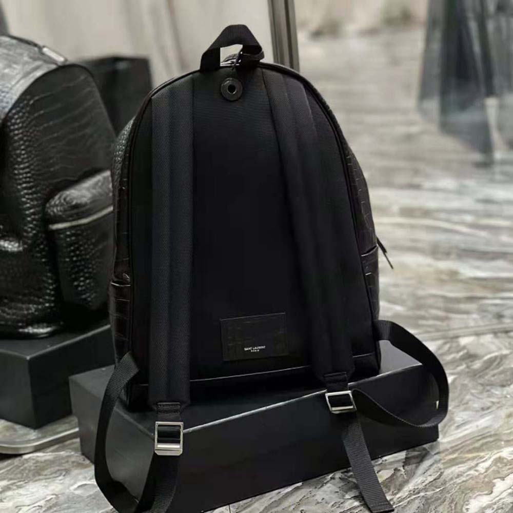 Saint Laurent YSL Women City Backpack in Crocodile-Embossed Leather - image 5