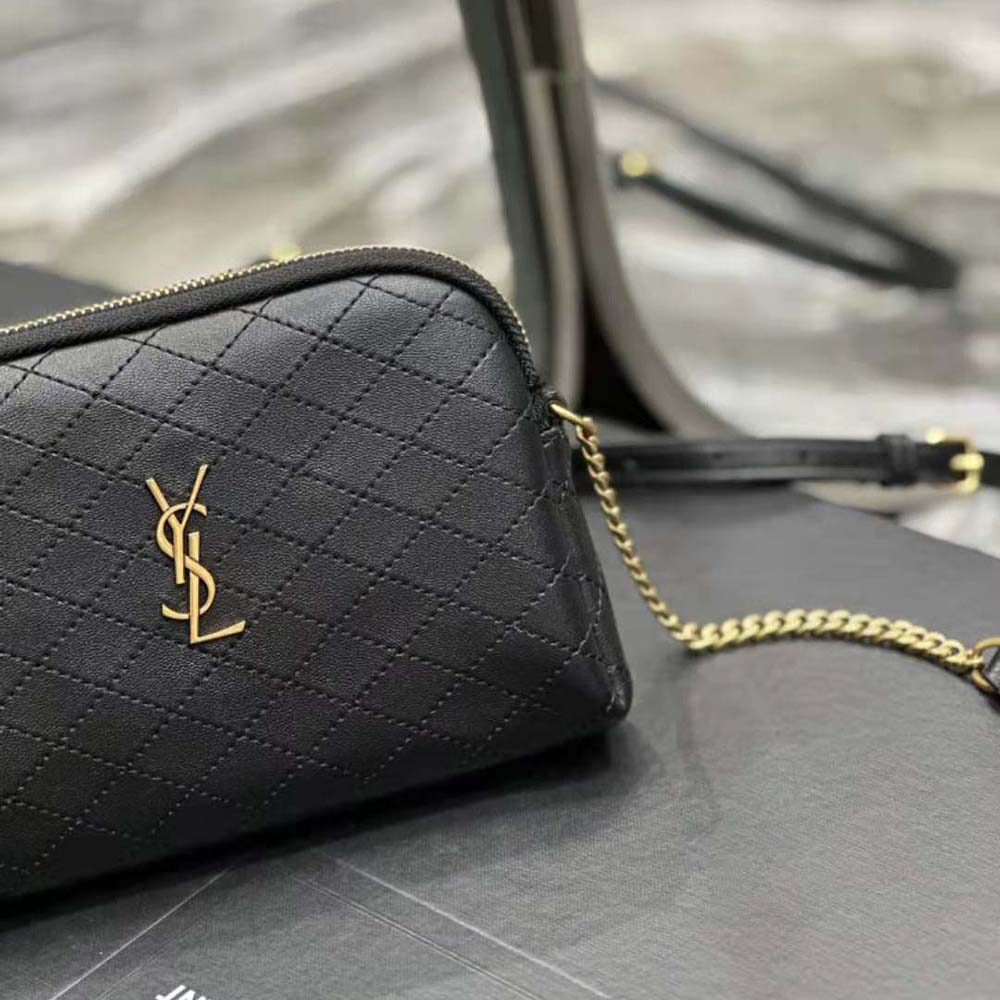 Saint Laurent YSL Women Gaby Zipped Pouch in Quilted Lambskin-Black - image 9