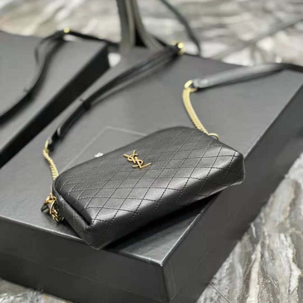 Saint Laurent YSL Women Gaby Zipped Pouch in Quilted Lambskin-Black - image 6