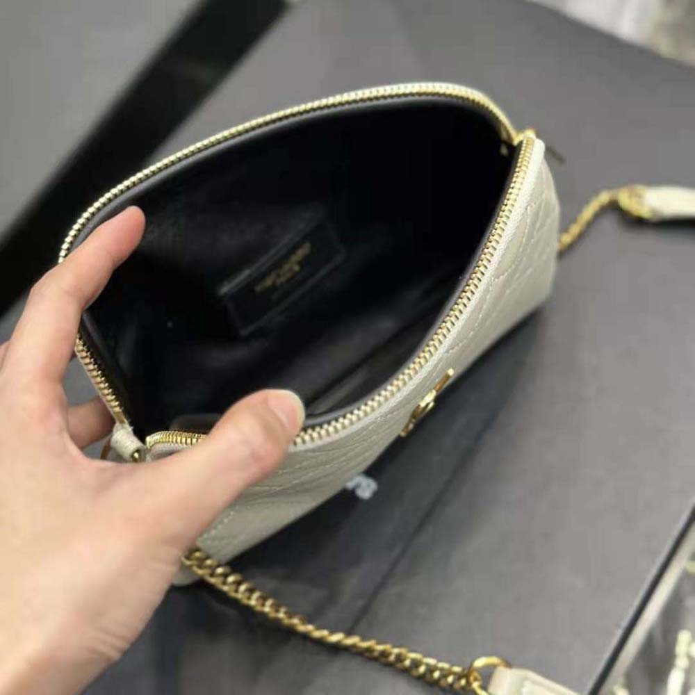 Saint Laurent YSL Women Gaby Zipped Pouch in Quilted Lambskin-White - image 10