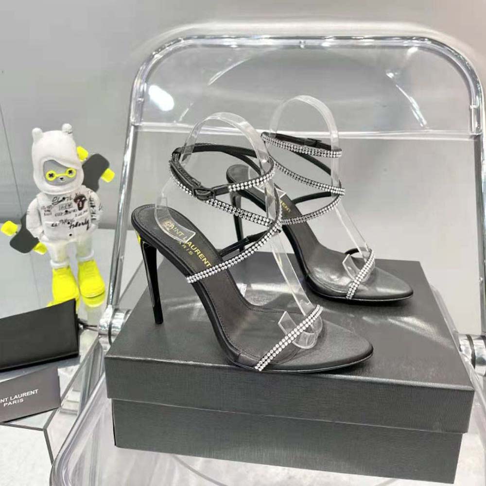 Back angle showing adjustable buckle on Saint Laurent YSL Georgia Sandals